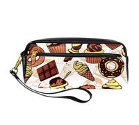 Pencil Case, Muffin Chocolate Ice-Cream Bread Donut Pen Bag Pouch PU Leather Stationery Pouch with Zipper for Boys Girls School & Office Supplies