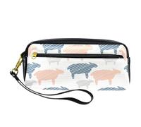 Pencil Case, Pastel Color Sheep Silhouette Pen Bag Pouch PU Leather Stationery Pouch with Zipper for Boys Girls School & Office Supplies