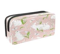 Pencil Case Pen Bag Student Stationery Pouch with Zipper for Boys Girls School & Office Supplies, Bunny with Lilies of The Valley Butterfly