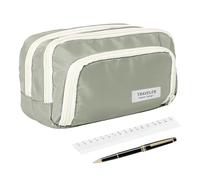 Pencil Case - Pencil Case with Large Capacity and Zip, Aesthetic Stationery Box, Storage Bag for Stationery, Multi Compartment for Students, Teachers, Nursery, College, Green, Siehe Beschreibung, See