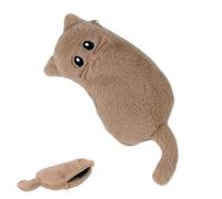 Pencil Case - Plush Cat Shaped Pen Holder, Adorable Organizer | School Office Supplies for Boys and Girls, Travel Crayons, Pens, Pencils, Stationery Bag, Small, Khaki, Please refer to the description