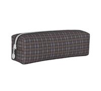 Pencil Case Portable Cylindrical Pencil Pouch with Zipper Leather Cosmetic Pouch Bag,Outlander Fraser Tartan Plaid