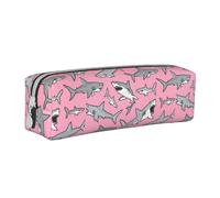 Pencil Case Portable Cylindrical Pencil Pouch with Zipper Leather Cosmetic Pouch Bag,Sharks Nautical Ocean Sea Sea Life Fish