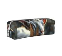 Pencil Case Portable Cylindrical Pencil Pouch with Zipper Leather Cosmetic Pouch Bag,Sheep On The Grass