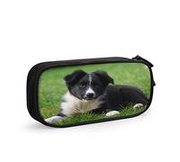 Pencil Case Puppy Dog Border Collie Dog Breed, Big Capacity Large Pouch Pen Holder School Supplies Stationery Storage Organizer Gift for Middle High School Office Student Girl Boy
