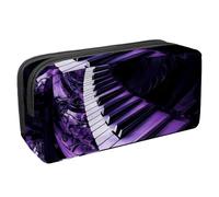Pencil Case, Purple Spiral Piano Keys Pencil Pouch with Zipper, Waterproof Pen Bag Office Supplies Stationery Organizer for Teens Girls Adults Student