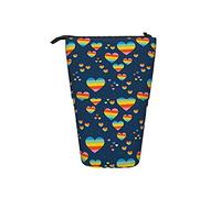 Pencil Case Rainbow Love Planets Hearts Cosmetics Pouch with Zipper Telescopic Pencil Bag Large Capacity Stationery Organizer, for Boys, College, School