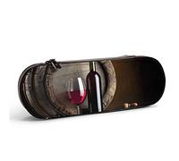 Pencil Case Red Wine Bottle Glass Printing Leather Pencil Pouch Big Capacity Pencil Pen Case Cosmetic Bag