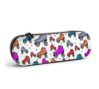 Pencil Case Roller Skates Colorful Printing Leather Pencil Pouch Big Capacity Pencil Pen Case Cosmetic Bag