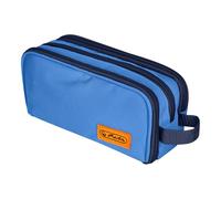 Pencil Case School Cosmetic Bag Herlitz Neon Blue - 3 Compartments, Organizer with Flap, Mesh Pocket, Handle, Blue-Navy (23,5x11x7,5 cm)