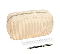 Pencil Case, School Pencil Case in Split Canvas | Stationery Box with Zipper Closure for Boys Middle School College Students Adults Children Elementary, Cream Color, Fare riferimento alla descrizione