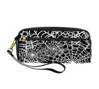 Pencil Case, Seamless Halloween Spider Web Pen Bag Pouch PU Leather Stationery Pouch with Zipper for Boys Girls School & Office Supplies