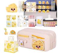 Pencil Case Set - Cheese Fun Organizer 10 Layers | Large Capacity for Girls College High School - for Schoolchildren Girls Classroom Party