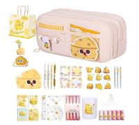Pencil Case Set with Accessories, Storage with 10 Compartments, Cute Pencil Case with Ruler, Gift Ideas for Students, Girls, School, Teaching, College, Dorm