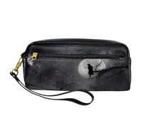 Pencil Case, Silhouette of Crow at Midnight Pen Bag Pouch PU Leather Stationery Pouch with Zipper for Boys Girls School & Office Supplies