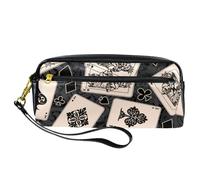 Pencil Case, Skeleton Queen and King Playing Cards Pen Bag Pouch PU Leather Stationery Pouch with Zipper for Boys Girls School & Office Supplies