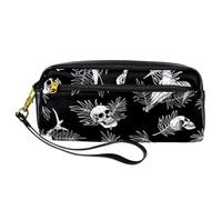 Pencil Case, Skull and Bull Goat Head Pen Bag Pouch PU Leather Stationery Pouch with Zipper for Boys Girls School & Office Supplies