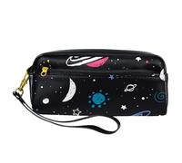 Pencil Case, Space Planet Moon Stars Night Sky Pen Bag Pouch PU Leather Stationery Pouch with Zipper for Boys Girls School & Office Supplies