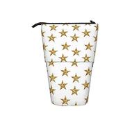 Pencil Case Sparkling Stars Gold Cosmetics Pouch Print Makeup Bag Durable Pencil Pouch, for Students, College, School
