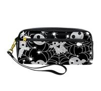Pencil Case, Spider Web Ghost Halloween Pen Bag Pouch PU Leather Stationery Pouch with Zipper for Boys Girls School & Office Supplies