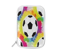 Pencil Case Sport Soccer Ball, Holder Pencil Bag Rainbow Painting Zipper Stationery Travel Pouch Bag Organizer Cosmetic Pen Bag for School Girls Boys