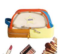 Pencil Case - Stationary Organizer | Large Capacity Star Pattern Pencil Case Portable Cosmetic Bague for Teen Girls Versatile Storage with Zipper, coffee, Consulte la descripción, See description