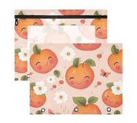 Pencil Case Sturdy Plastic File Folder for 3 Rings Binder 2 Pack Students Class Cute Serviceberry Fruit