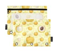Pencil Case Sturdy Pocket Folders for 3 Ringing Binder 2 Pack Students Class Pear & Kiwi Mix