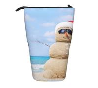 Pencil Case Telescopic design Pen Pouch Portable Makeup Bag for Boys Girls | Beach Sandy Snowman Printed Pop Up Pencil Bag Standing Desk Organizer For School Office