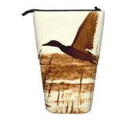 Pencil Case Telescopic design Pen Pouch Portable Makeup Bag for Boys Girls | Brown Duck Fly Upon River Printed Pop Up Pencil Bag Standing Desk Organizer For School Office