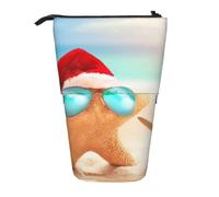 Pencil Case Telescopic design Pen Pouch Portable Makeup Bag for Boys Girls | Merry Christmas Beach Printed Pop Up Pencil Bag Standing Desk Organizer For School Office