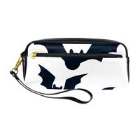 Pencil Case, Three Black Halloween Bats Pen Bag Pouch PU Leather Stationery Pouch with Zipper for Boys Girls School & Office Supplies