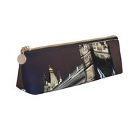 Pencil Case Tower Bridge in London Leather Pencil Case Personalized Print Pen Pouch, for Adults, Boys, Kids