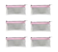 Pencil Case Transparent Pencil Case Pack of 5 Clear Exam Pencil Pouch Super Soft Pencil Case Zipper Pen Pouch Stationery Organiser Bag for Travel Cosmetics Office Supplies Storage, pink, 20.5*10cm