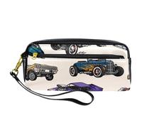 Pencil Case, Vintage American Muscle Cars Pen Bag Pouch PU Leather Stationery Pouch with Zipper for Boys Girls School & Office Supplies