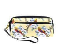 Pencil Case, Watercolor Birds on Snow Leave Pen Bag Pouch PU Leather Stationery Pouch with Zipper for Boys Girls School & Office Supplies