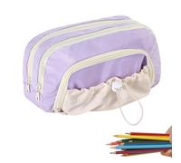 Pencil Case - Waterproof Canvas Stationery Bag, Large Capacity Drawstring Organizer, School Supplies Holder With Durable Fabric And Easy Access Design | School Travel Summer, Lavender, Se référer à la