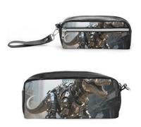 Pencil Case Waterproof Leather Pencil Pouch A Mechanical Dinosaur in A Ruined City Multi-purpose Aesthetic Makeup Bag Cute Pen Bag Large Cosmetic Bag for Office Stationery, Travel