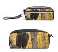 Pencil Case Waterproof Leather Pencil Pouch American Bald Eagle Multi-purpose Aesthetic Makeup Bag Cute Pen Bag Large Cosmetic Bag for Office Stationery, Travel