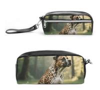 Pencil Case Waterproof Leather Pencil Pouch Animal Print Pit Bull Multi-purpose Aesthetic Makeup Bag Cute Pen Bag Large Cosmetic Bag for Office Stationery, Travel