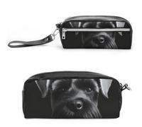 Pencil Case Waterproof Leather Pencil Pouch Black Schnauzer Dog Multi-purpose Aesthetic Makeup Bag Cute Pen Bag Large Cosmetic Bag for Office Stationery, Travel