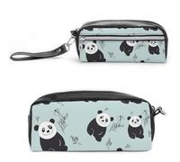 Pencil Case Waterproof Leather Pencil Pouch Cartoon Panda Bear Multi-purpose Aesthetic Makeup Bag Cute Pen Bag Large Cosmetic Bag for Office Stationery, Travel