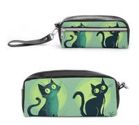 Pencil Case Waterproof Leather Pencil Pouch Colorful Cartoon Cat Multi-purpose Aesthetic Makeup Bag Cute Pen Bag Large Cosmetic Bag for Office Stationery, Travel