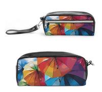 Pencil Case Waterproof Leather Pencil Pouch Colorful Umbrella Multi-purpose Aesthetic Makeup Bag Cute Pen Bag Large Cosmetic Bag for Office Stationery, Travel