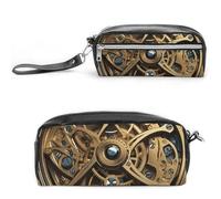Pencil Case Waterproof Leather Pencil Pouch Cool Steampunk Gears Multi-purpose Aesthetic Makeup Bag Cute Pen Bag Large Cosmetic Bag for Office Stationery, Travel