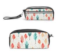 Pencil Case Waterproof Leather Pencil Pouch Coral And Teal Arrows Multi-purpose Aesthetic Makeup Bag Cute Pen Bag Large Cosmetic Bag for Office Stationery, Travel