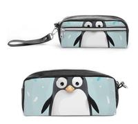 Pencil Case Waterproof Leather Pencil Pouch Cute Penguin Multi-purpose Aesthetic Makeup Bag Cute Pen Bag Large Cosmetic Bag for Office Stationery, Travel