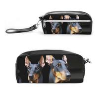Pencil Case Waterproof Leather Pencil Pouch Doberman Multi-purpose Aesthetic Makeup Bag Cute Pen Bag Large Cosmetic Bag for Office Stationery, Travel
