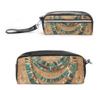 Pencil Case Waterproof Leather Pencil Pouch Egyptian Necklace Multi-purpose Aesthetic Makeup Bag Cute Pen Bag Large Cosmetic Bag for Office Stationery, Travel