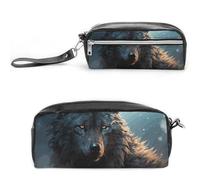 Pencil Case Waterproof Leather Pencil Pouch Fantasy Wolf Multi-purpose Aesthetic Makeup Bag Cute Pen Bag Large Cosmetic Bag for Office Stationery, Travel